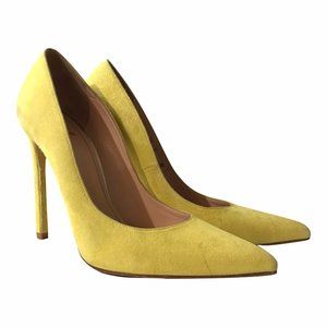 Stuart Weitzman Suede Neon Yellow Heels 9